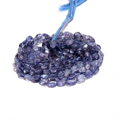 Iolite Oval Shape Smooth Beads Natural Blue Iolite Oval Shape 16" Strand Gemstone Beads for Handmade Designer Jewelry Making Craft Supplies