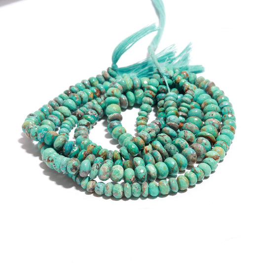 Arizona Turquoise Faceted Rondelle Beads Natural Arizona Turquoise Rondelle Beads for Handmade Designer Beaded Jewelry Making Craft Supplies