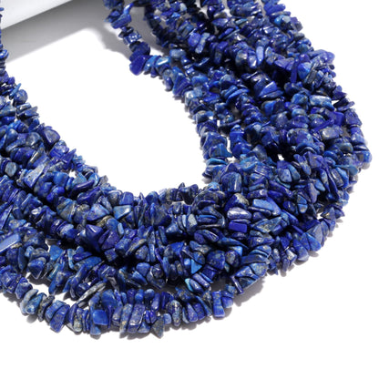 Lapis Lazuli Chip Beads 34" Natural Chip Strands Drilled Strung Raw Nuggets Smooth Bead 5-6 MM Lapis Polished Beads for Jewelry Making Craft