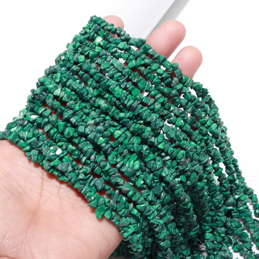 Malachite Chip Beads 34" Natural Chip Strands Drilled Strung Raw Nuggets Smooth Bead 5-6 MM Malachite Polished Bead for Jewelry Making Craft