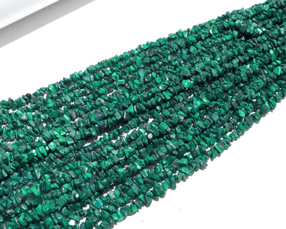 Malachite Chip Beads 34" Natural Chip Strands Drilled Strung Raw Nuggets Smooth Bead 5-6 MM Malachite Polished Bead for Jewelry Making Craft