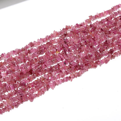 Pink Tourmaline Chip Beads 16" Natural Chip Strands Drilled Strung Raw Nuggets Smooth Beads 4-5 MM Semi Precious Polished Beads for Jewelry