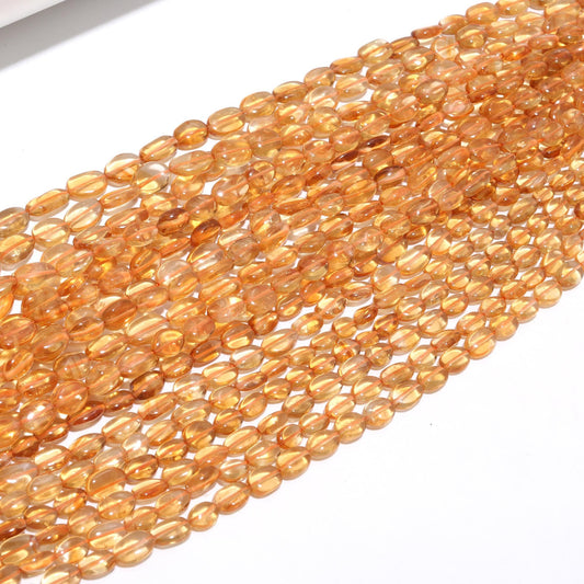 Citrine Smooth Oval Beads AAA Natural Hand Polish 13" Golden Citrine Beads 6x9 - 7x10 MM Citrine Oval Bead for Handmade Jewelry Making Craft