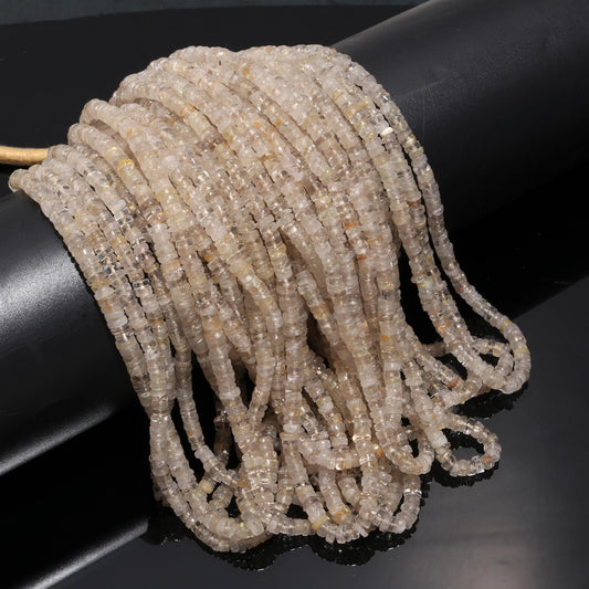 Golden Rutile Heishi Washer Beads 5 MM Natural Yellow Rutile Tyre Bead 16" Strand Golden Rutile for Jewelry Making Craft and Bijoux Supplies