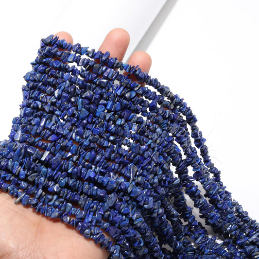 Lapis Lazuli Chip Beads 34" Natural Chip Strands Drilled Strung Raw Nuggets Smooth Bead 5-6 MM Lapis Polished Beads for Jewelry Making Craft