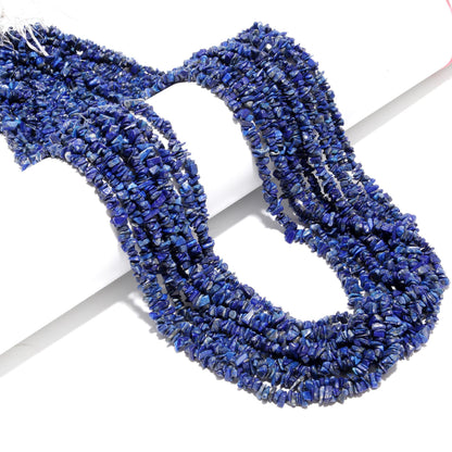 Lapis Lazuli Chip Beads 34" Natural Chip Strands Drilled Strung Raw Nuggets Smooth Bead 5-6 MM Lapis Polished Beads for Jewelry Making Craft