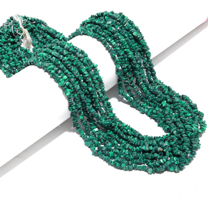 Malachite Chip Beads 34" Natural Chip Strands Drilled Strung Raw Nuggets Smooth Bead 5-6 MM Malachite Polished Bead for Jewelry Making Craft