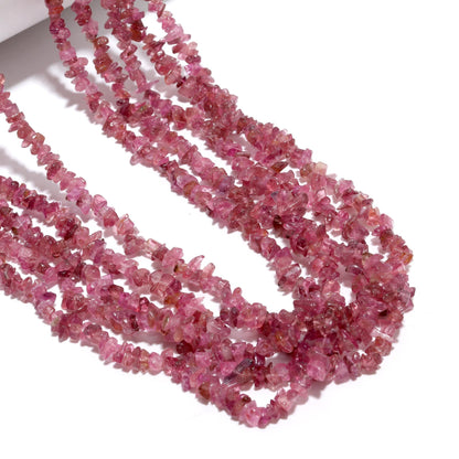 Pink Tourmaline Chip Beads 16" Natural Chip Strands Drilled Strung Raw Nuggets Smooth Beads 4-5 MM Semi Precious Polished Beads for Jewelry