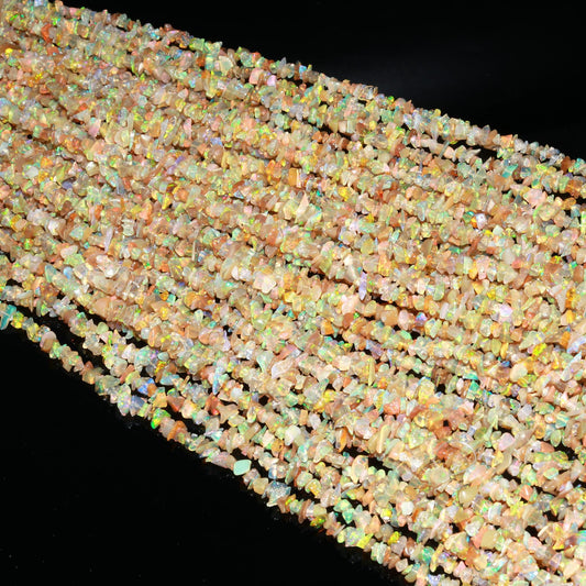 Ethiopian Opal Chip Beads 17" Natural Chip Strands Drilled Strung Raw Nuggets Smooth Beads 4-5 MM Semi Precious Polished Beads for Jewelry