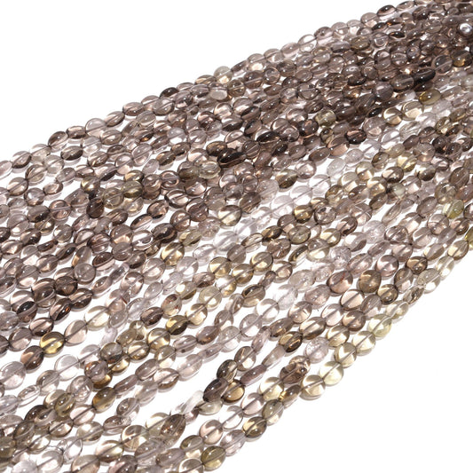 4 Strands Smokey Quartz Beads Natural Smokey Quartz Oval Shape 5x6 MM Smooth Gemstone Beads for Handmade Designer Jewelry Making Craft