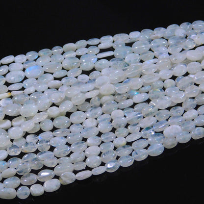 4 Strands Rainbow Moonstone Beads Natural Moonstone Oval Shape 7x9-8x10 MM Smooth Gemstone Beads for Handmade Designer Jewelry Making Craft