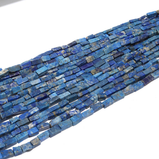 3 Strands Lapis Lazuli Pipe Beads 3 MM Lapis Square Pipe Beads Natural Lapis Lazuli Polished Beads for Handmade Designer Jewelry Making