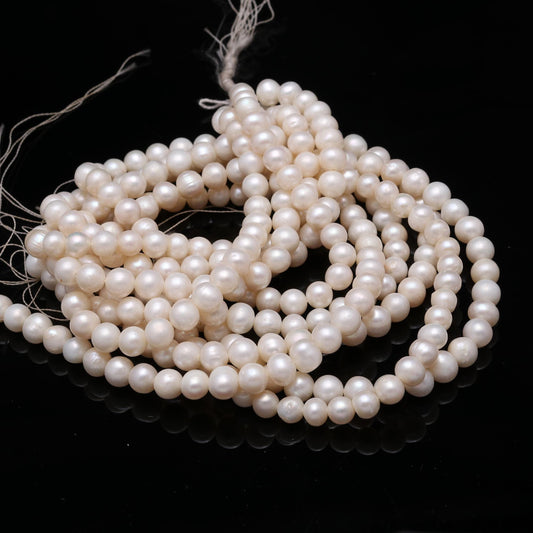 AAA Natural Freshwater Pearls Round Beads,  7MM Round Pearls Freshwater Beads, Smooth Round White Pearl for Jewelry Necklace for Her