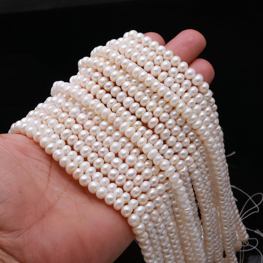 Pearls Rondelle Beads 15 Inch Strand Natural Water Pearls 6 MM Rondelle Beads Smooth Rondelle Pearl for Handmade Designer Making Craft