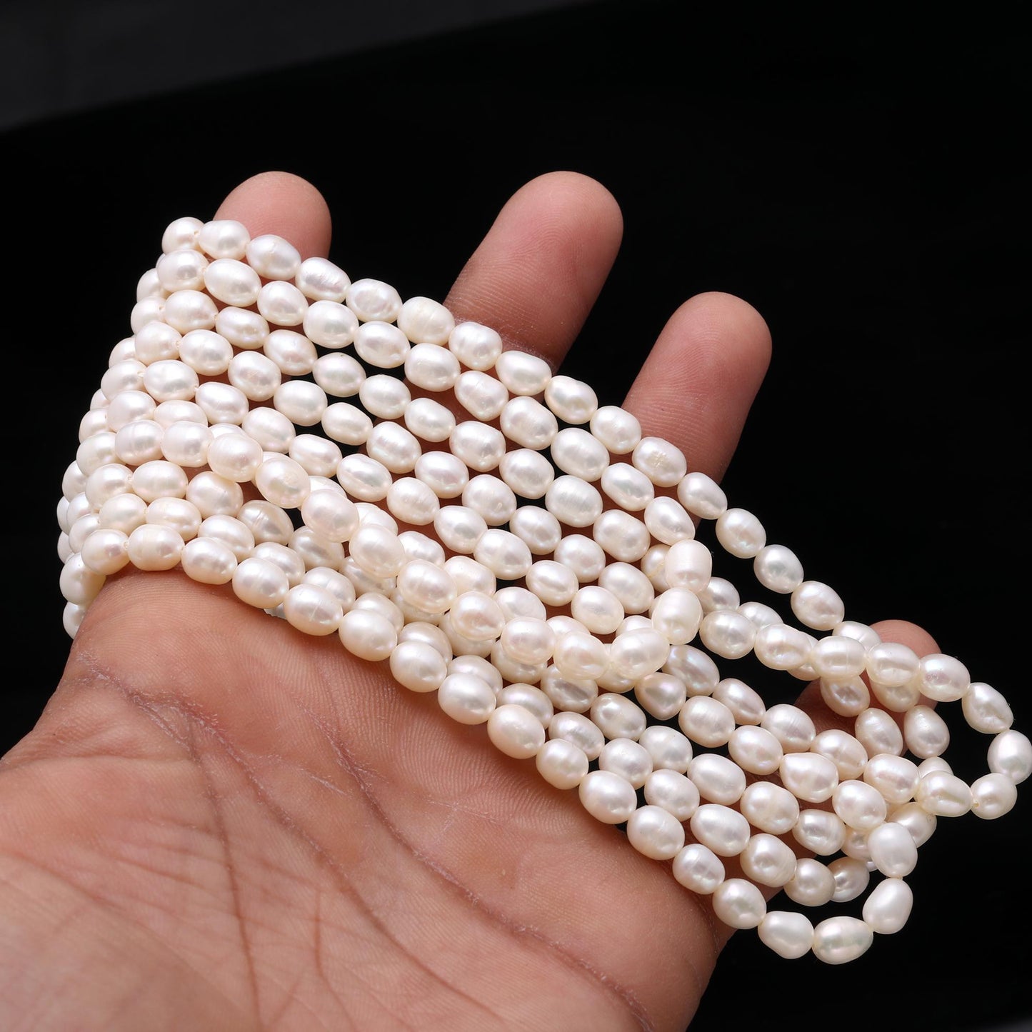 Pearl Oval Shape Beads 14" Natural Water Pearl 5x6-6x7 MM Beads Precious Oval Pearls for Designer Handmade Necklace Bracelet Making Craft