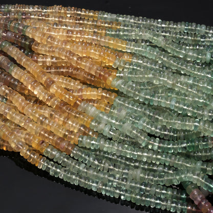 Multi Fluorite Heishi Washer Shaded Beads Natural Fluorite Beads 5-6 MM Fluorite Heishi Washer Beads 16" Strand for Jewelry Making Craft