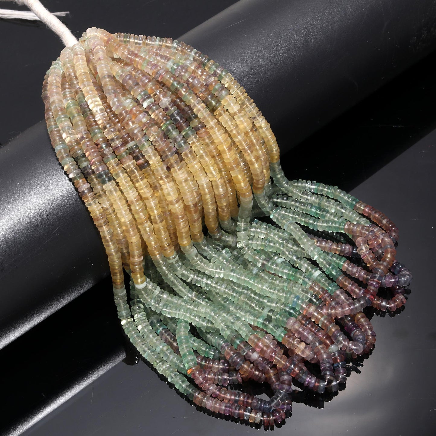 Multi Fluorite Heishi Washer Shaded Beads Natural Fluorite Beads 5-6 MM Fluorite Heishi Washer Beads 16" Strand for Jewelry Making Craft