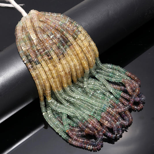Multi Fluorite Heishi Washer Shaded Beads Natural Fluorite Beads 5-6 MM Fluorite Heishi Washer Beads 16" Strand for Jewelry Making Craft