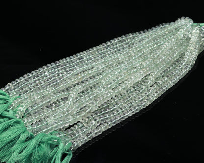 Green Amethyst Faceted Rondelle Beads Natural Green Amethyst Rondelle Beads Faceted Green Amethyst Beads for Handmade Jewelry Making Craft