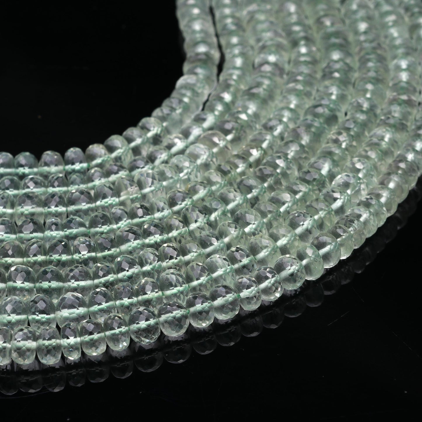 Green Amethyst Faceted Rondelle Beads Natural Green Amethyst Rondelle Beads Faceted Green Amethyst Beads for Handmade Jewelry Making Craft