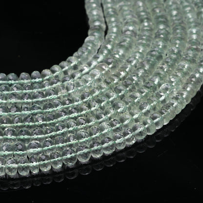 Green Amethyst Faceted Rondelle Beads Natural Green Amethyst Rondelle Beads Faceted Green Amethyst Beads for Handmade Jewelry Making Craft