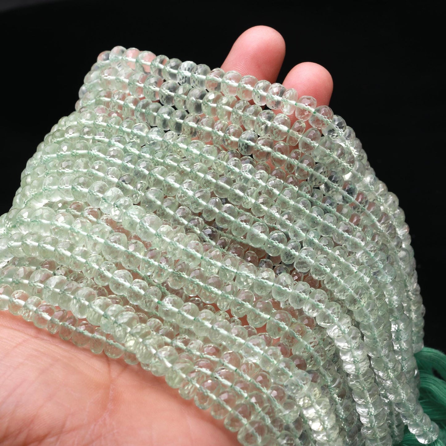 Green Amethyst Faceted Rondelle Beads Natural Green Amethyst Rondelle Beads Faceted Green Amethyst Beads for Handmade Jewelry Making Craft