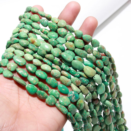 Turquoise Smooth Oval Tumble Beads Natural 6x9-11x15 MM Turquoise Smooth Nuggets 16" Beads Strand for Handmade Designer Jewelry Making Craft