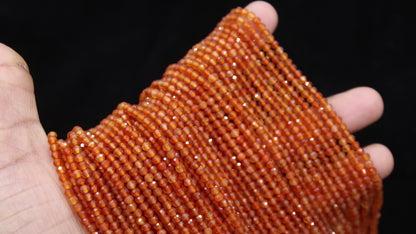 AAA Carnelian Faceted Rondelle Beads, Natural Carnelian Rondelle Beads, 3MM Carnelian Faceted Beads, 13" Fanta Orange Carnelian Beads